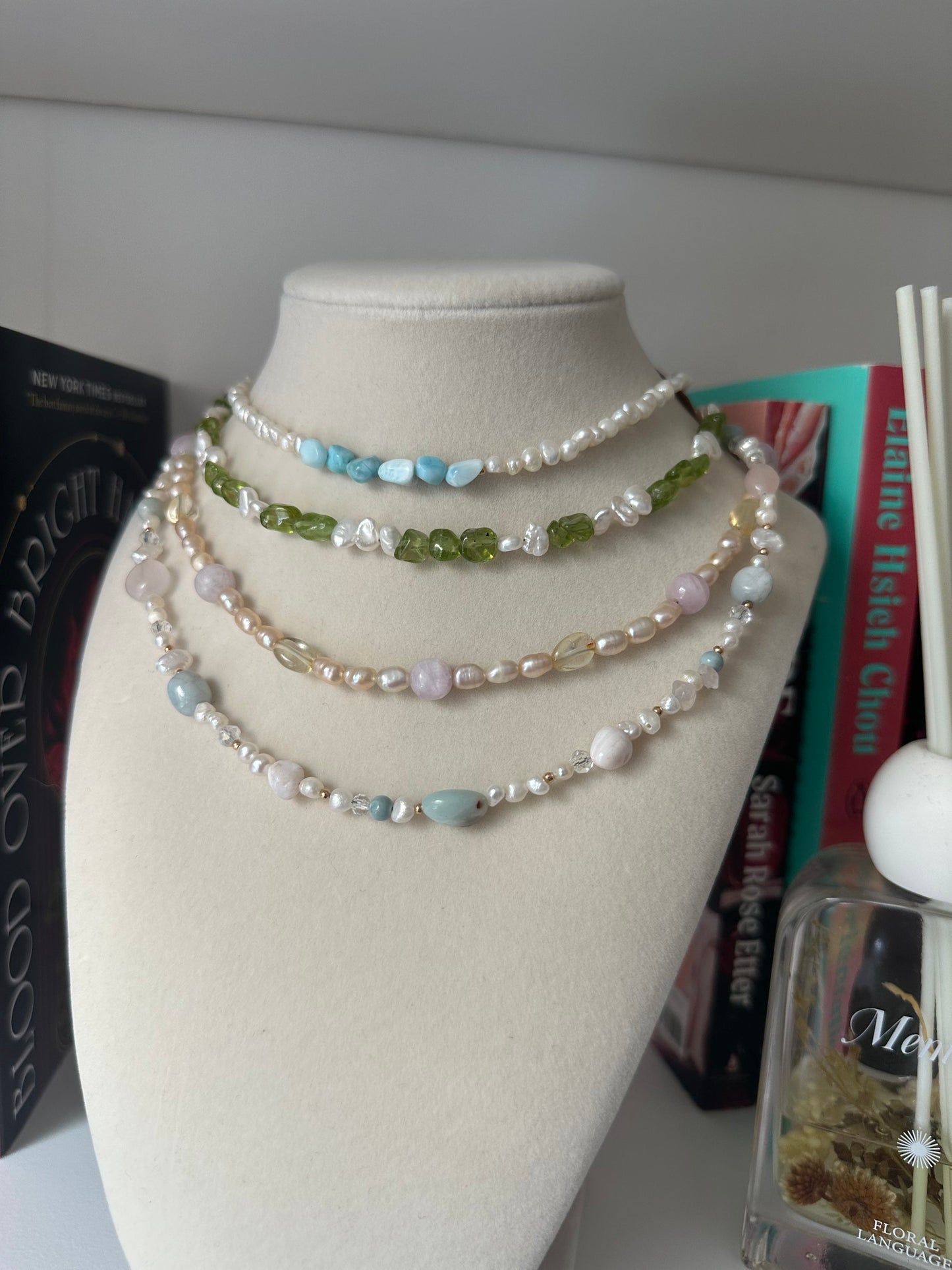 Multi-Stone Pearl Necklace
