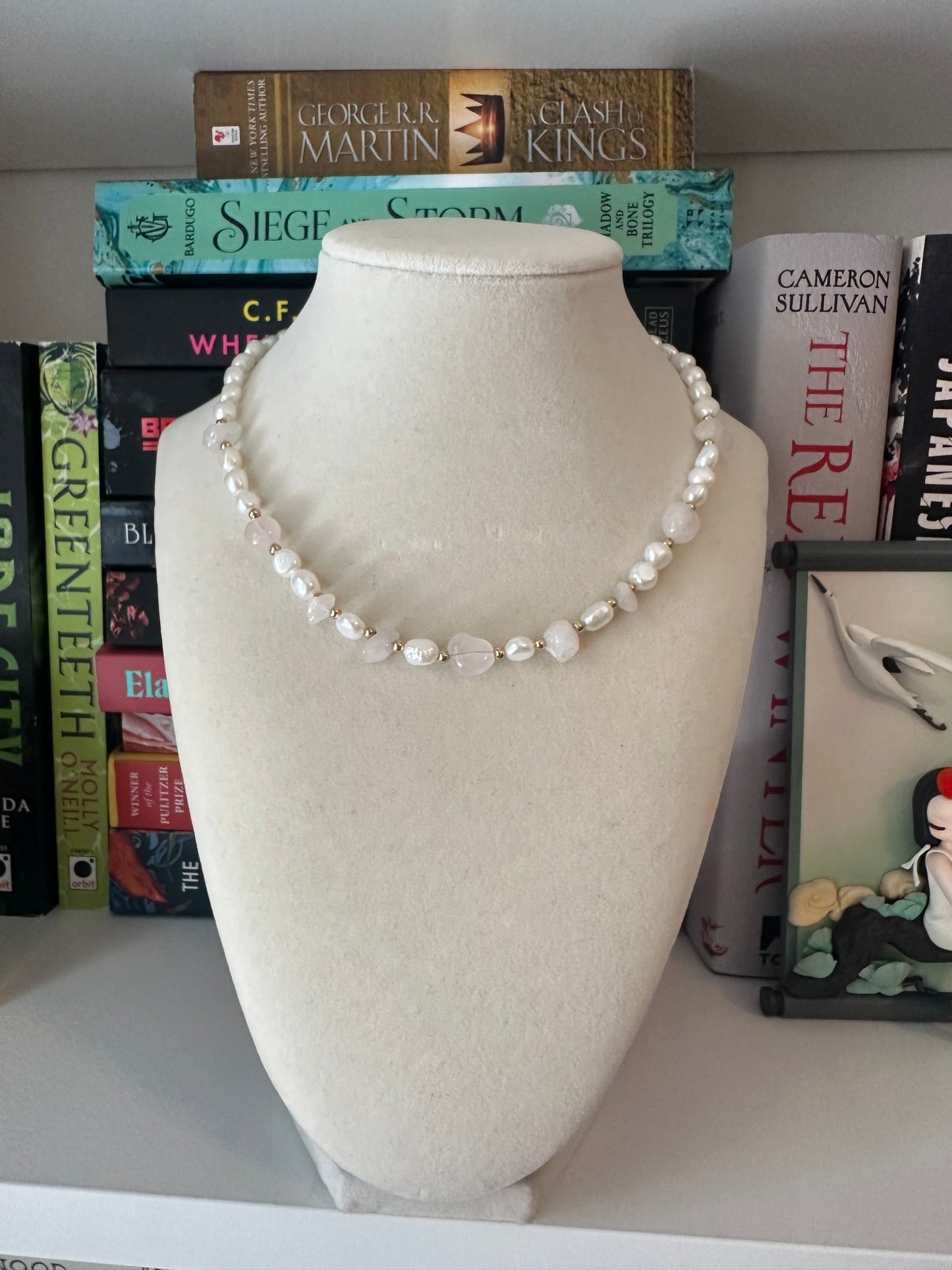 Rose Quartz Chip & Pearl Necklace