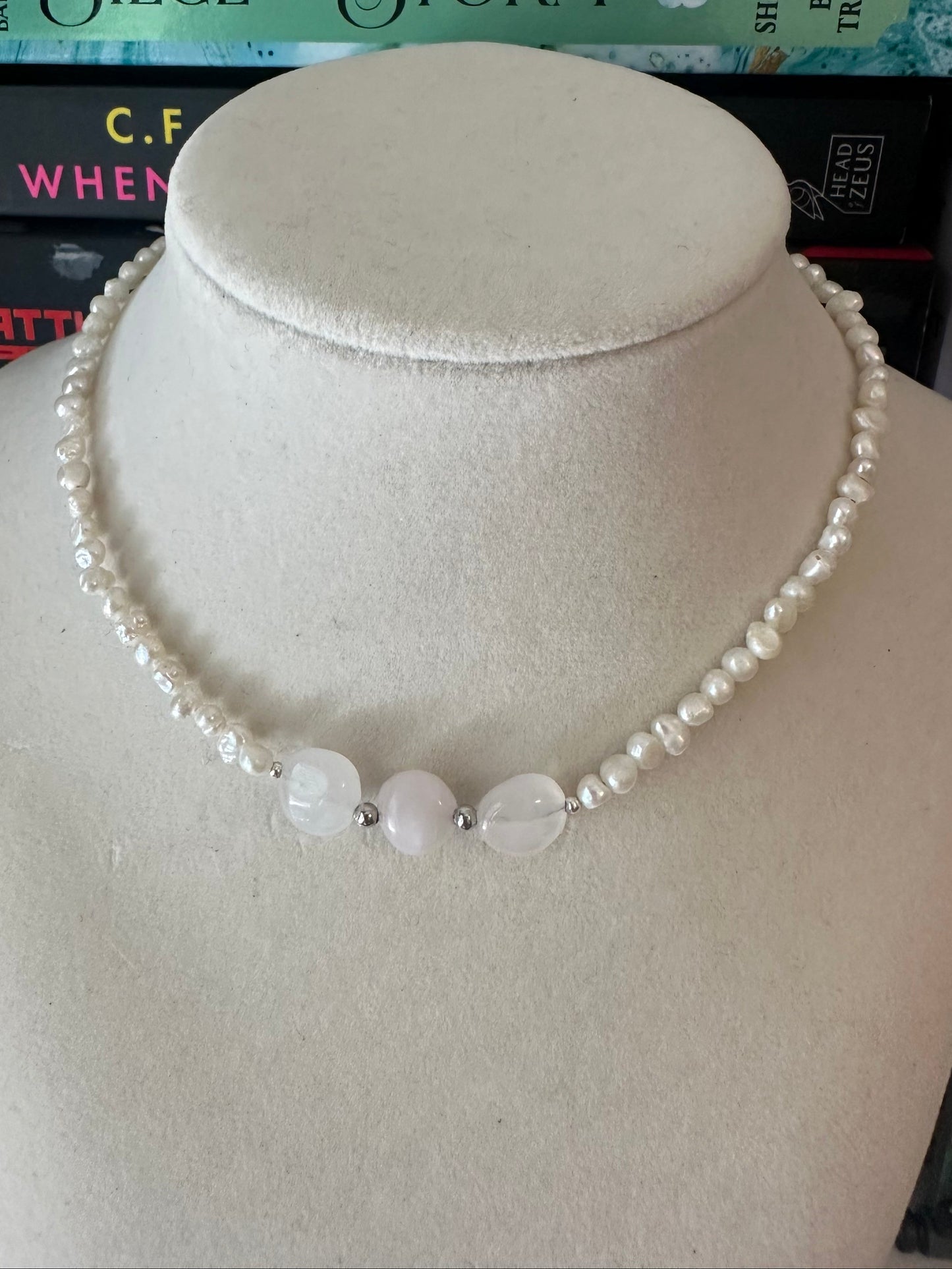 Rose Quartz & Seed Pearl Necklace