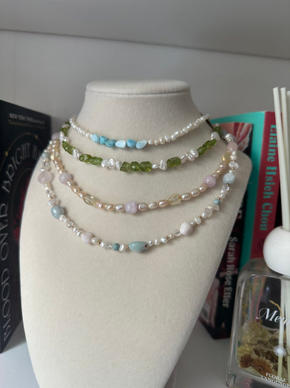 Multi-Stone Pearl Necklace