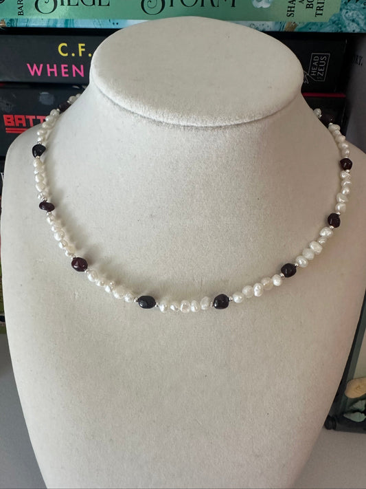 Garnet & Pearl Necklace