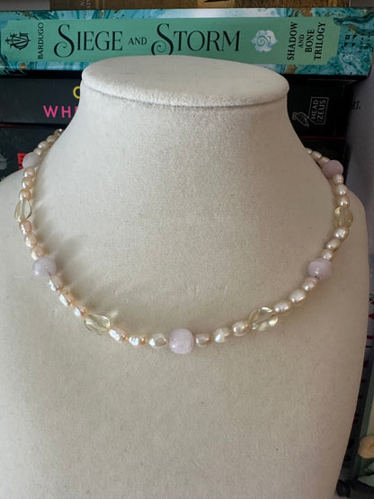 Pearl, Citrine & Kunzite Necklace