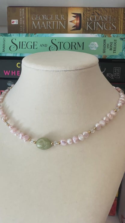 Pink Pearl & Aquamarine Necklace
